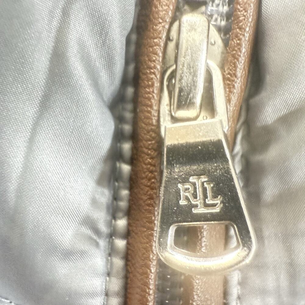 Lauren Ralph Lauren Womens Medium Quilted Puffer Jacket Gray Faux Leather Trim - Picture 6 of 14